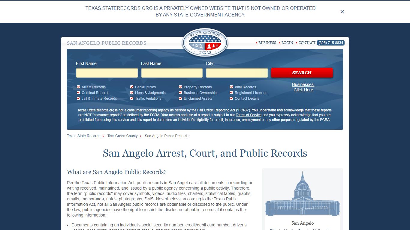 San Angelo Arrest and Public Records | Texas.StateRecords.org
